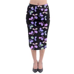 Purple Garden Midi Pencil Skirt