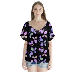 Purple Garden Flutter Sleeve Top