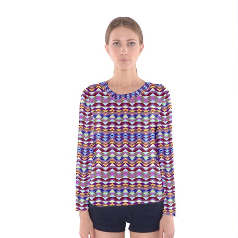 Ethnic Colorful Pattern Women s Long Sleeve Tee by dflcprintsclothing