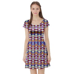 Ethnic Colorful Pattern Short Sleeve Skater Dress