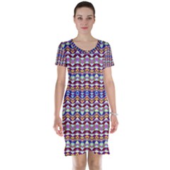 Ethnic Colorful Pattern Short Sleeve Nightdress by dflcprintsclothing