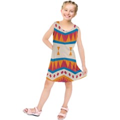 Mirrored Shapes In Retro Colors                    Kid s Tunic Dress by LalyLauraFLM