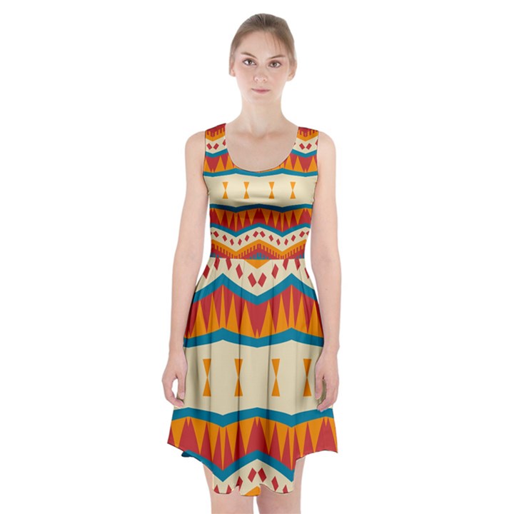 Mirrored shapes in retro colors                         Racerback Midi Dress