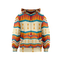 Mirrored Shapes In Retro Colors                                                                                                                 Kids Zipper Hoodie by LalyLauraFLM