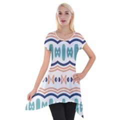 Shapes And Waves                                                                                                                  Short Sleeve Side Drop Tunic