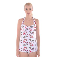 Simple Garden Boyleg Halter Swimsuit 