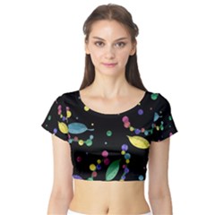 Space Garden Short Sleeve Crop Top (tight Fit) by Valentinaart