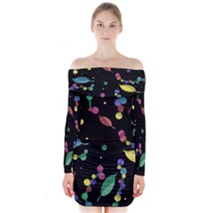 Space Garden Long Sleeve Off Shoulder Dress