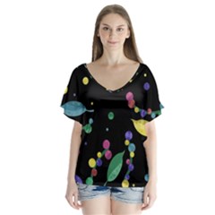 Space Garden Flutter Sleeve Top