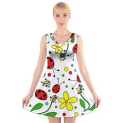 Ladybugs V-neck Sleeveless Skater Dress