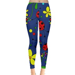 Ladybugs - Blue Leggings  by Valentinaart