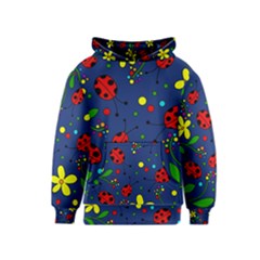 Ladybugs - Blue Kids  Pullover Hoodie by Valentinaart