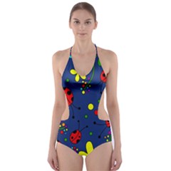 Ladybugs - Blue Cut-out One Piece Swimsuit