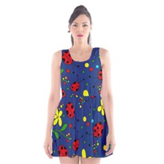 Ladybugs - Blue Scoop Neck Skater Dress by Valentinaart