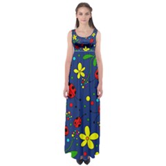 Ladybugs - Blue Empire Waist Maxi Dress