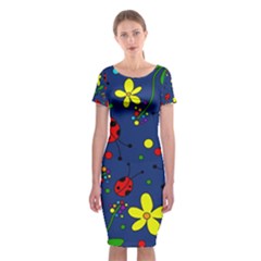 Ladybugs - Blue Classic Short Sleeve Midi Dress