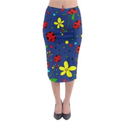 Ladybugs - Blue Midi Pencil Skirt