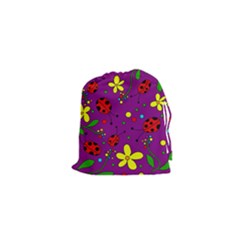 Ladybugs - Purple Drawstring Pouches (xs) 