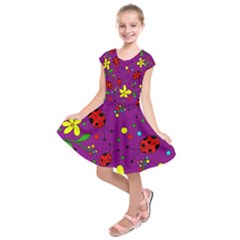 Ladybugs - Purple Kids  Short Sleeve Dress