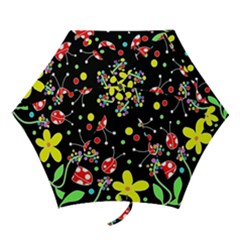 Flowers And Ladybugs Mini Folding Umbrellas by Valentinaart