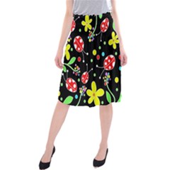 Flowers And Ladybugs Midi Beach Skirt