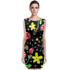 Flowers And Ladybugs Classic Sleeveless Midi Dress