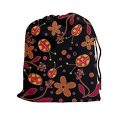 Flowers And Ladybugs 2 Drawstring Pouches (xxl) by Valentinaart