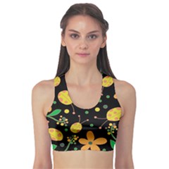 Ladybugs And Flowers 3 Sports Bra by Valentinaart