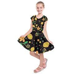 Ladybugs And Flowers 3 Kids  Short Sleeve Dress