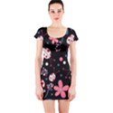 Pink ladybugs and flowers  Short Sleeve Bodycon Dress View1