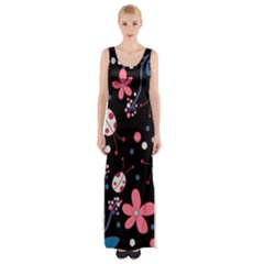 Pink Ladybugs And Flowers  Maxi Thigh Split Dress by Valentinaart