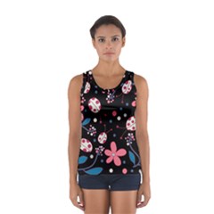 Pink Ladybugs And Flowers  Women s Sport Tank Top  by Valentinaart