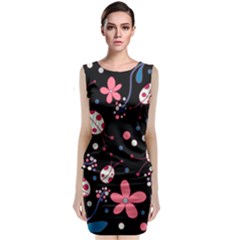 Pink Ladybugs And Flowers  Classic Sleeveless Midi Dress by Valentinaart