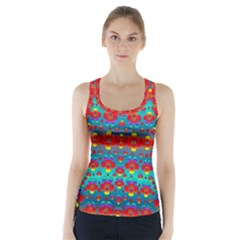 Peace Flowers And Rainbows In The Sky Racer Back Sports Top