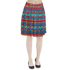 Peace Flowers And Rainbows In The Sky Pleated Skirt