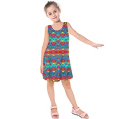 Peace Flowers And Rainbows In The Sky Kids  Sleeveless Dress