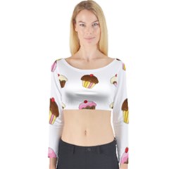 Colorful Cupcakes  Long Sleeve Crop Top by Valentinaart