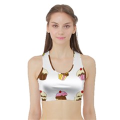 Colorful Cupcakes  Sports Bra With Border by Valentinaart