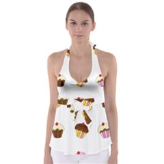 Colorful Cupcakes  Babydoll Tankini Top