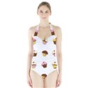 Colorful cupcakes  Halter Swimsuit View1