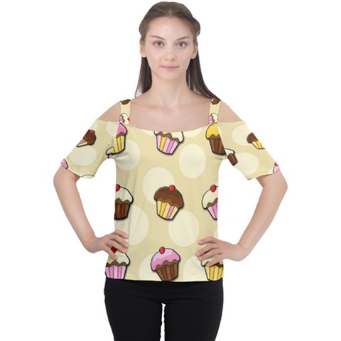 Colorful Cupcakes Pattern Women s Cutout Shoulder Tee by Valentinaart