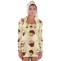 Colorful Cupcakes Pattern Women s Long Sleeve Hooded T-shirt by Valentinaart