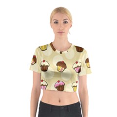 Colorful Cupcakes Pattern Cotton Crop Top by Valentinaart