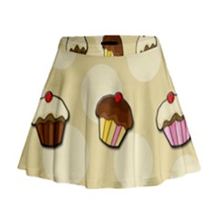 Colorful Cupcakes Pattern Mini Flare Skirt