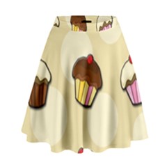 Colorful Cupcakes Pattern High Waist Skirt by Valentinaart