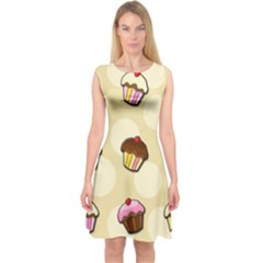 Colorful Cupcakes Pattern Capsleeve Midi Dress by Valentinaart