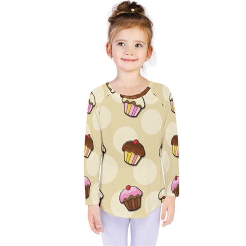 Colorful Cupcakes Pattern Kids  Long Sleeve Tee by Valentinaart