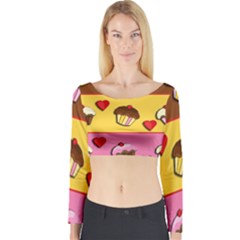 Love Cupcakes Long Sleeve Crop Top by Valentinaart