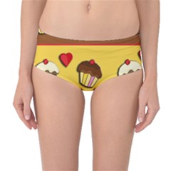 Love Cupcakes Mid-waist Bikini Bottoms by Valentinaart