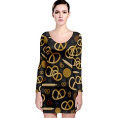 Bakery 2 Long Sleeve Bodycon Dress by Valentinaart